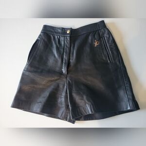 Roccobarocco Black Leather Shorts IT 42 US S